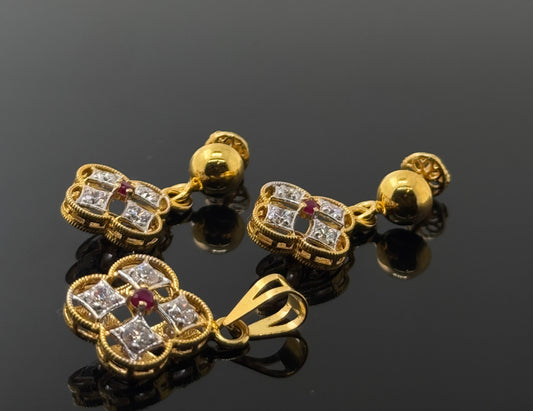 22K Solid Gold Fancy Pendant Sets PS58