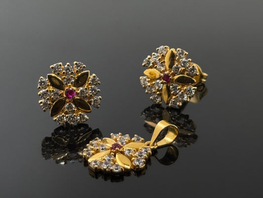 22K Solid Gold Fancy Pendant Sets PS63