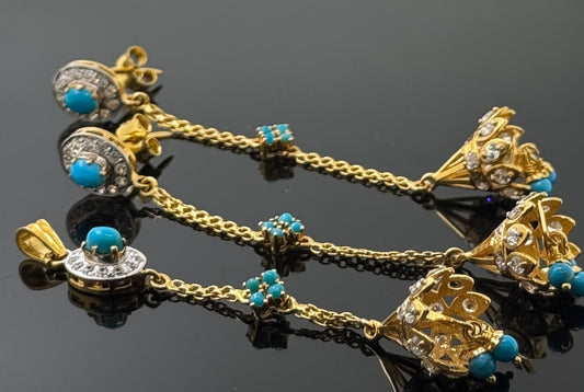 22K Solid Gold Fancy Pendant Sets PS69