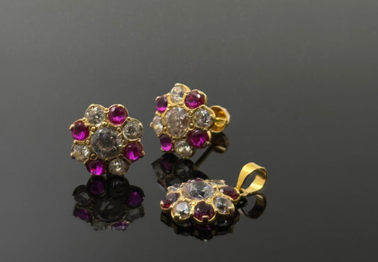 18K Solid Gold Fancy Pendant Sets PS73