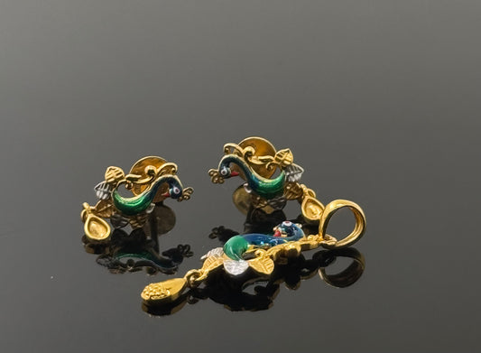 22K Solid Gold Fancy Pendant Sets PS78