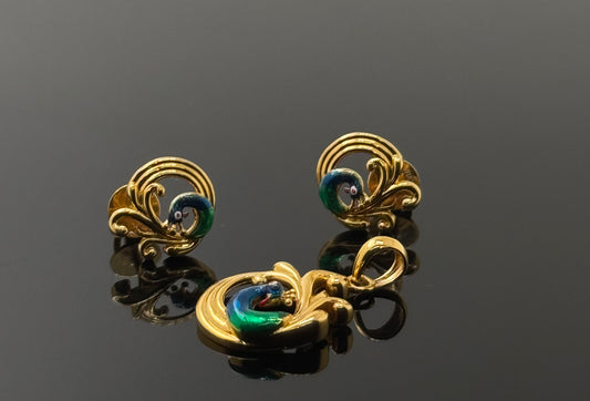 22K Solid Gold Fancy Pendant Sets PS82