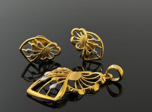 22K Solid Gold Fancy Pendant Sets PS84