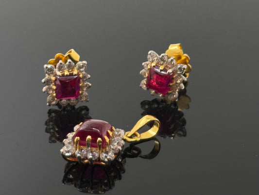 22K Solid Gold Fancy Pendant Sets PS89