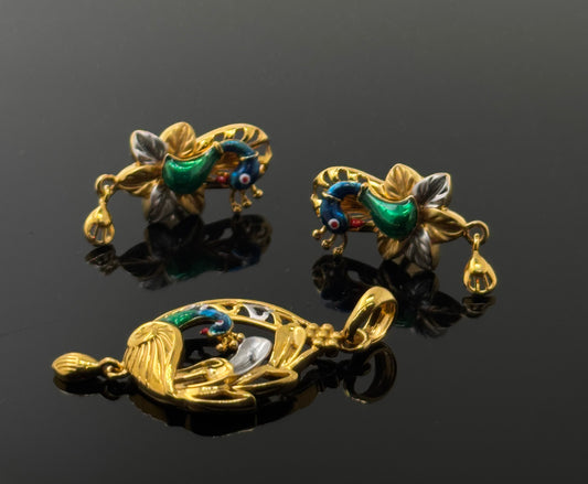 22K Solid Gold Fancy Pendant Sets PS94
