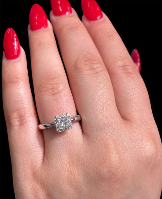 Natural Diamond Princess Cut Ring DR405