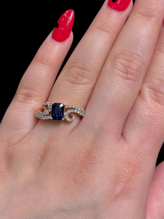 Natural Diamond Ring with Blue Sapphire DR110