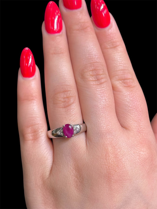 Natural Diamond Ring with Ruby DR117