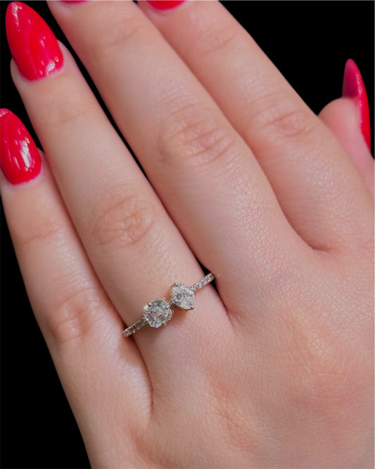 Natural Diamond Dual Stone Ring DR71