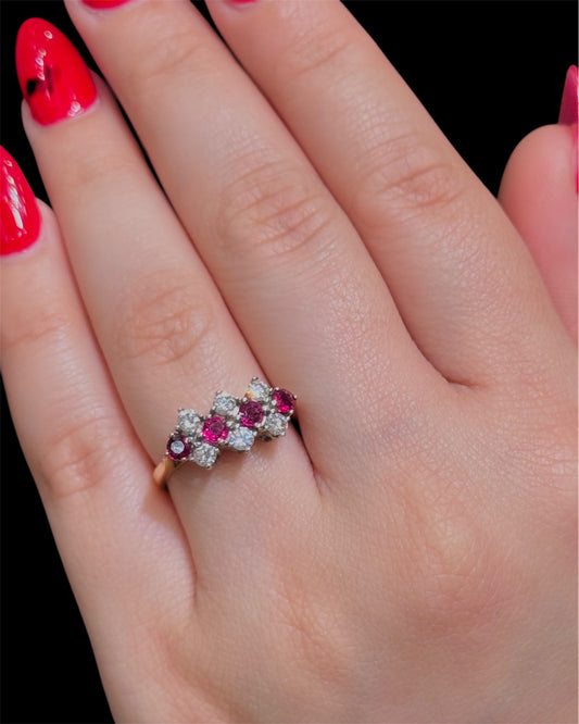 Natural Diamond Ring with Ruby DR113