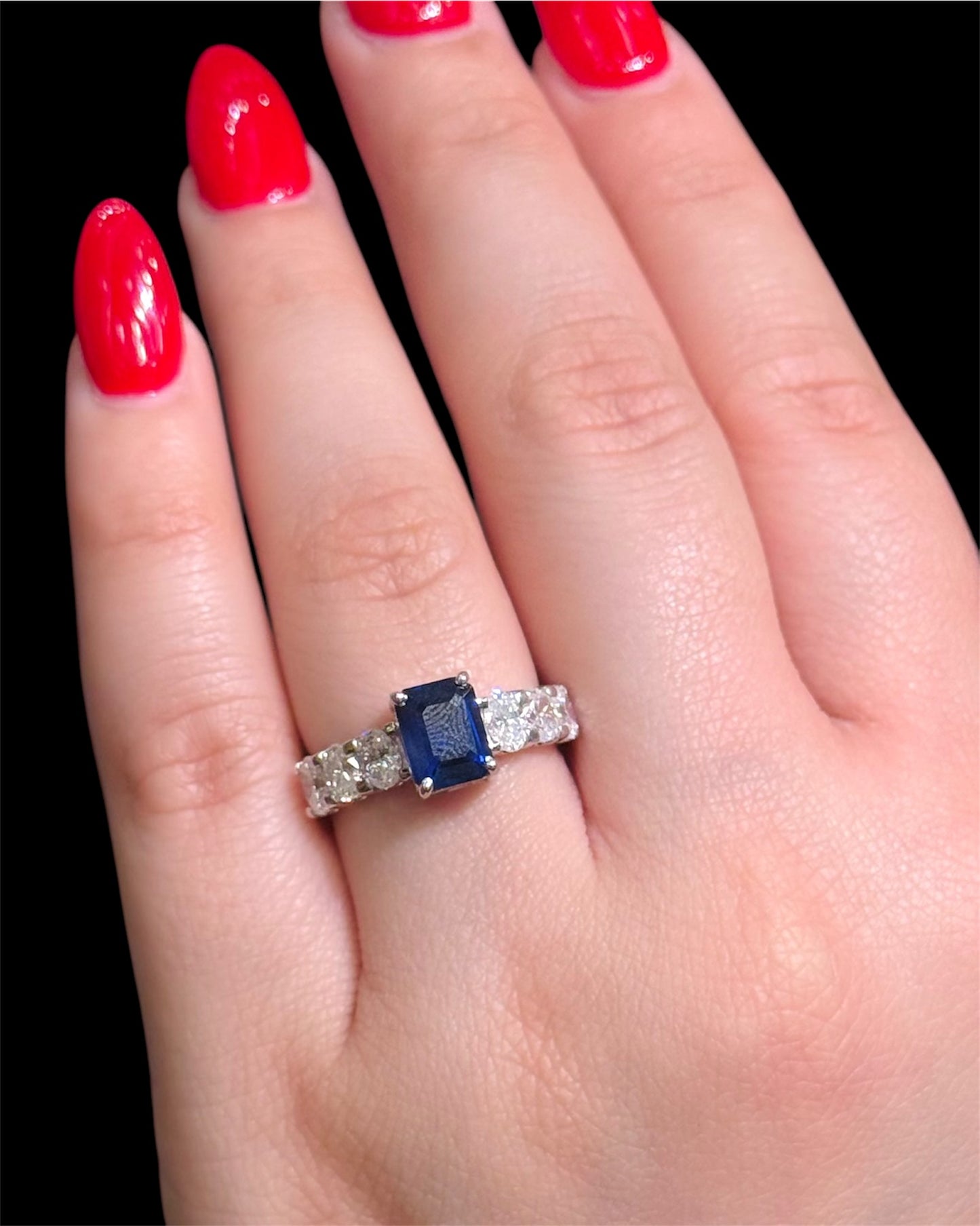 Natural Diamond Ring With Blue Sapphire DR107