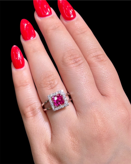 Natural Diamond Ring with Ruby DR115