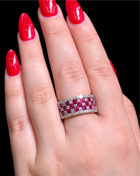 Natural Diamond Ring with Ruby DR123