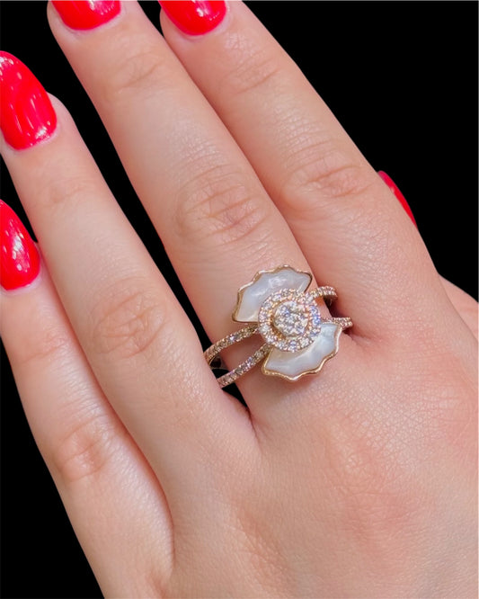 Natural Diamond Ring with Opal DR131