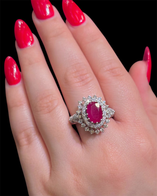 Natural Diamond Ring with Ruby DR119