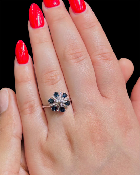 Natural Diamond Ring with Sapphire DR101