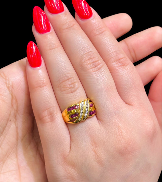 Natural Diamond Ring with Ruby DR112