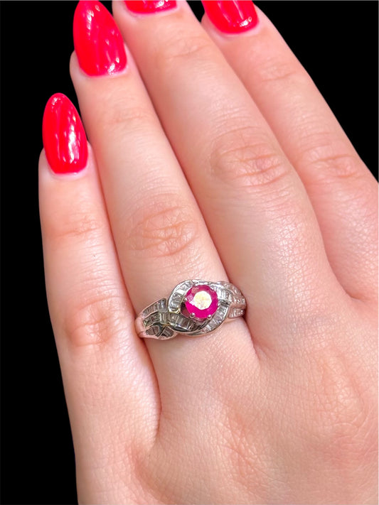 Natural Diamond Ring with Ruby DR121