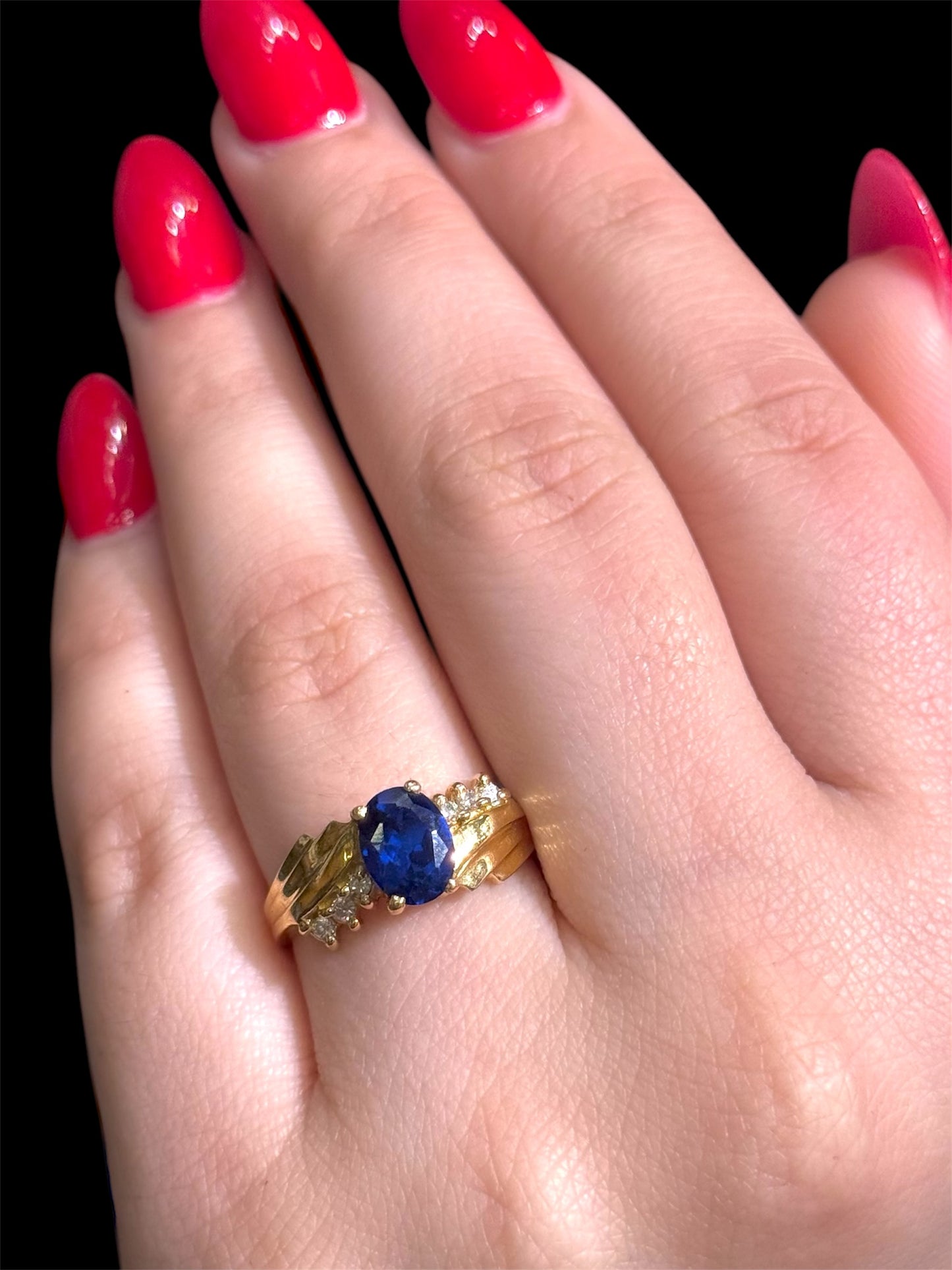 Natural Diamond Ring with Blue Sapphire DR105