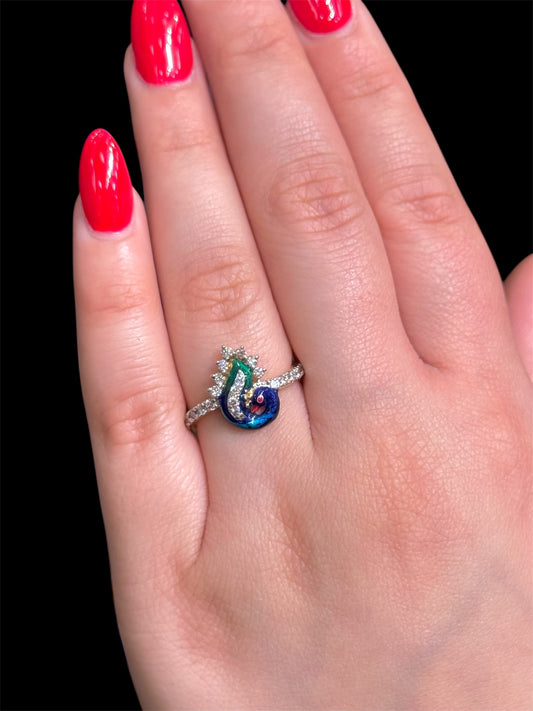 Natural Diamond Ring with Peacock DR106