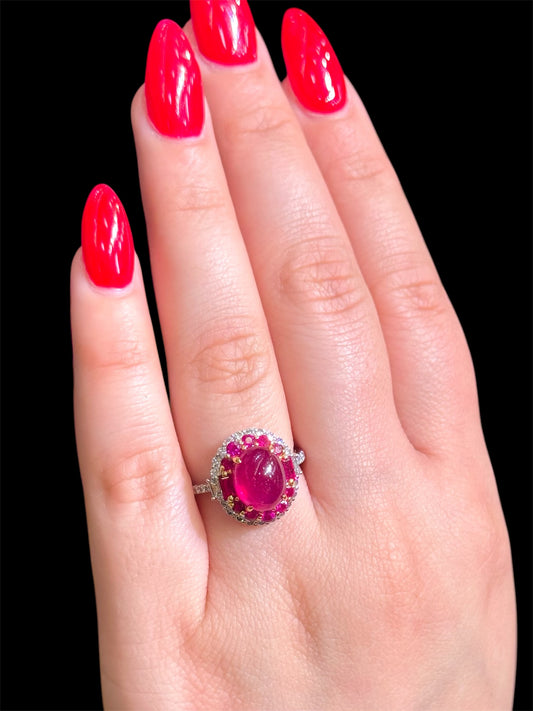 Natural Diamond Ring with Ruby DR120