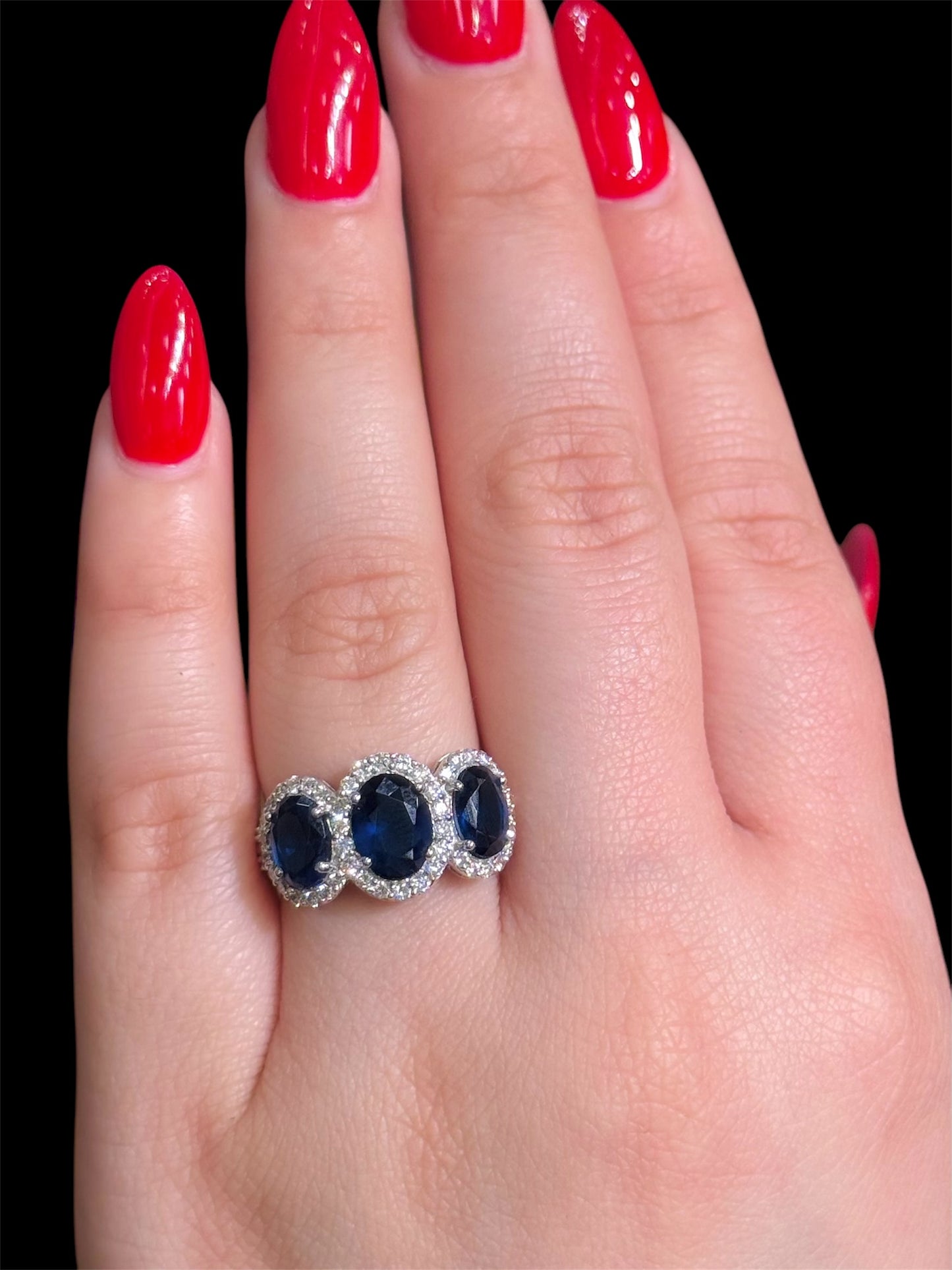 Natural Diamond Ring with Blue Sapphire DR100