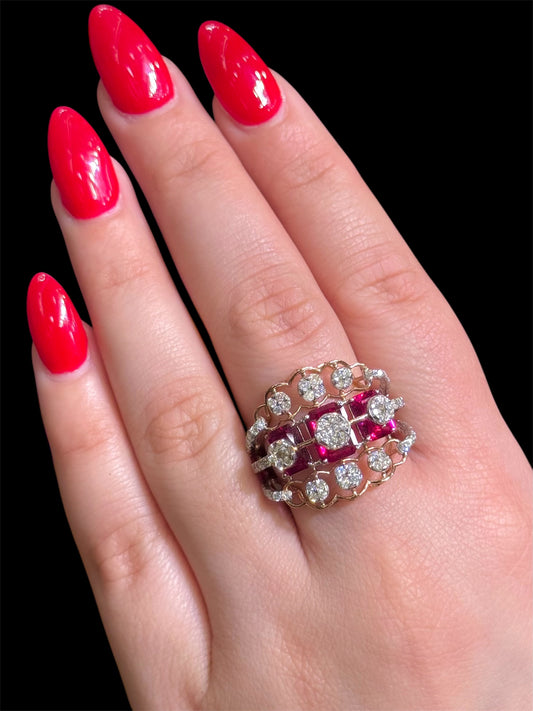 Natural Diamond Ring with Ruby DR122