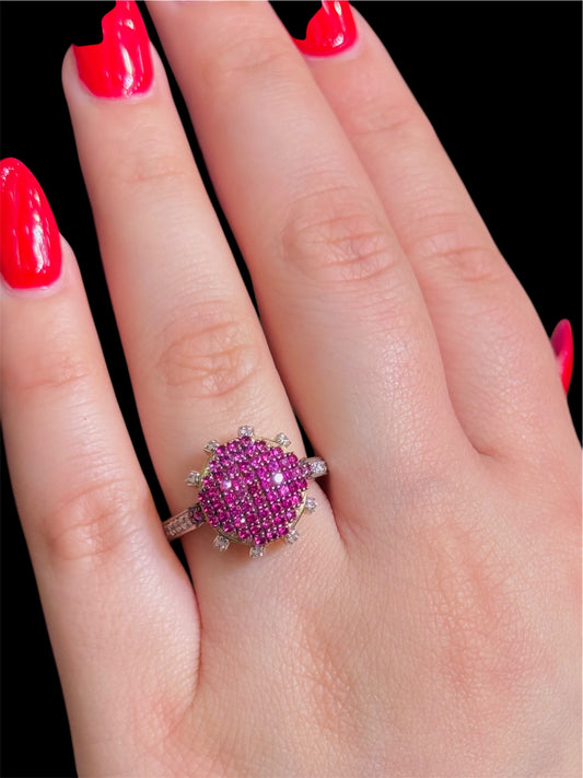 Natural Diamond Ring with Ruby DR116