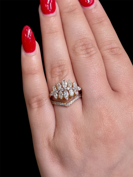 Natural Diamond Marquise Ring Two In One DR173