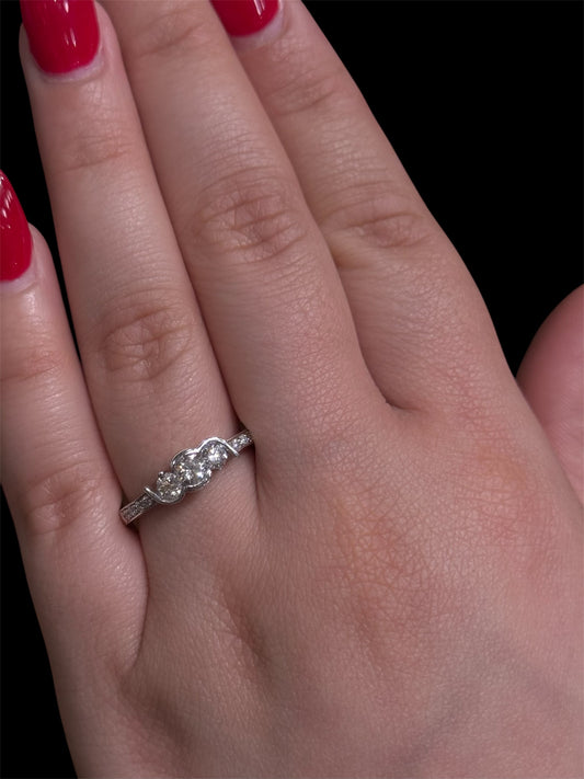 Natural Diamond Tri Stone Ring DR318