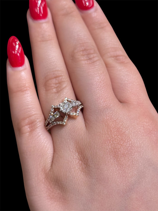 Natural Diamond Cluster Ring DR166