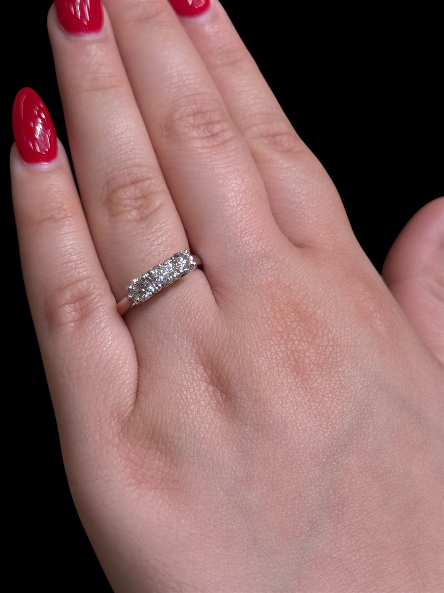 Natural Diamond Triple Stone Ring DR167
