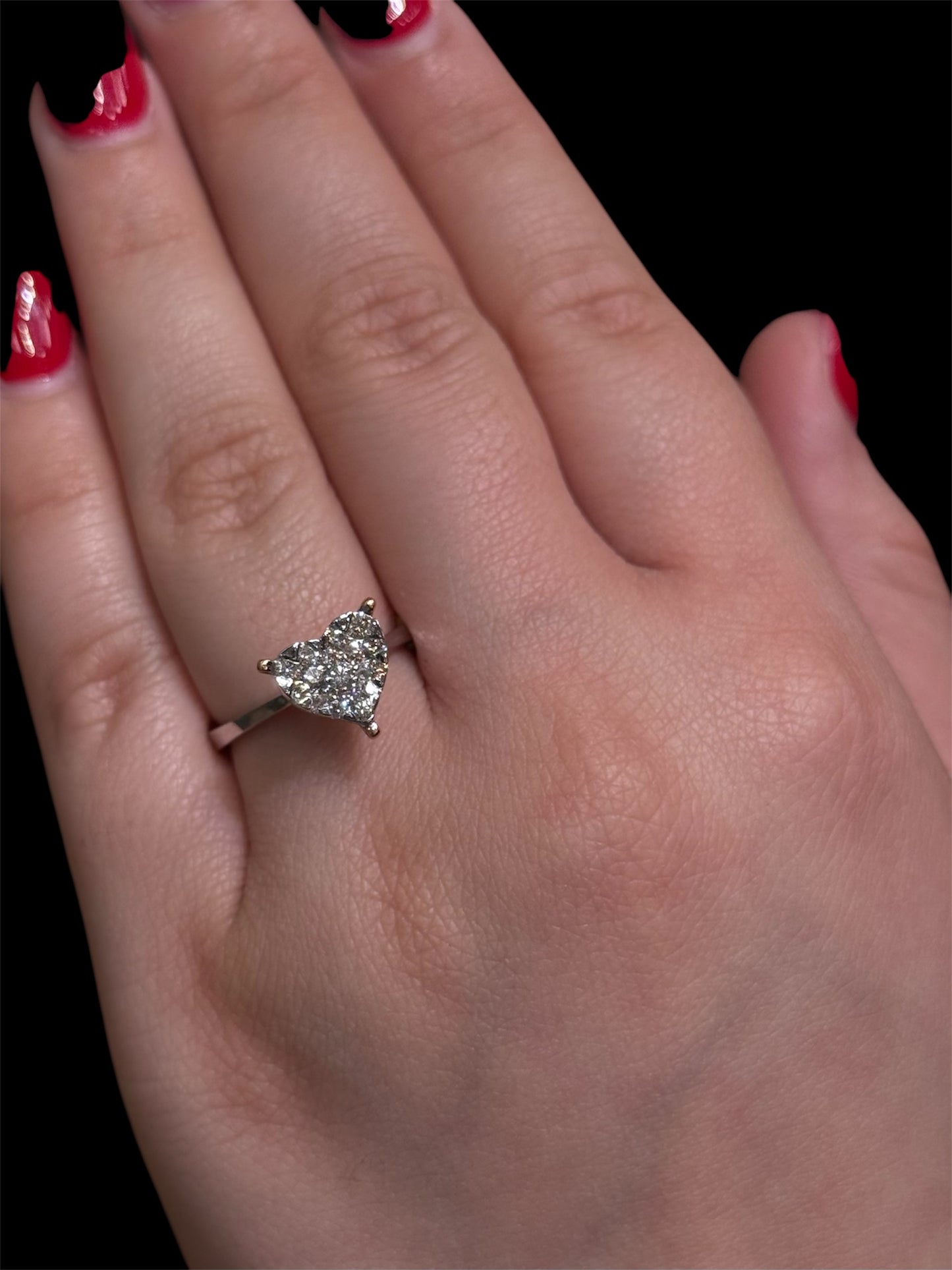 Natural Diamond Heart Cluster Ring DR176