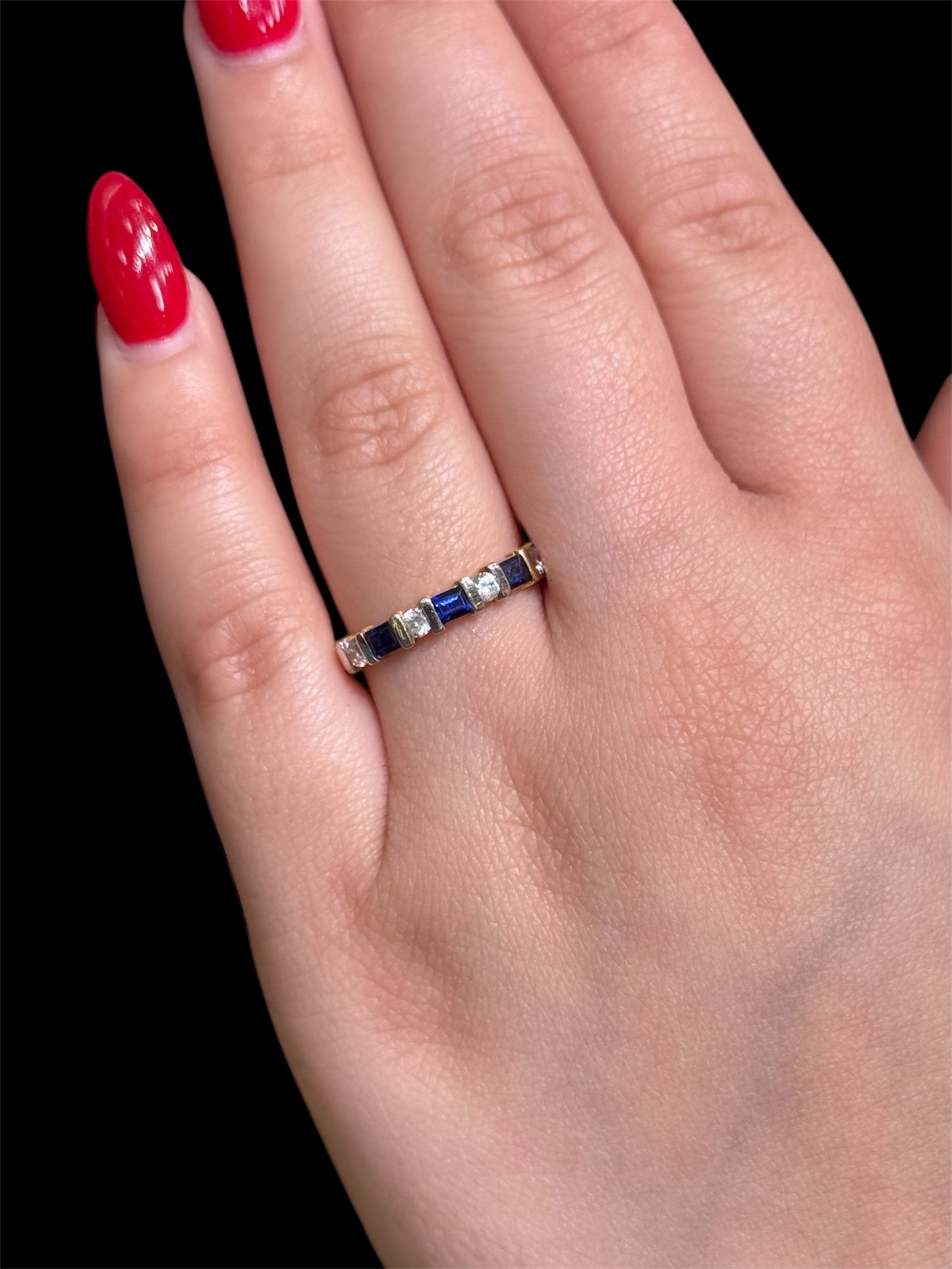 Natural Diamond Blue Sapphire Band DR143