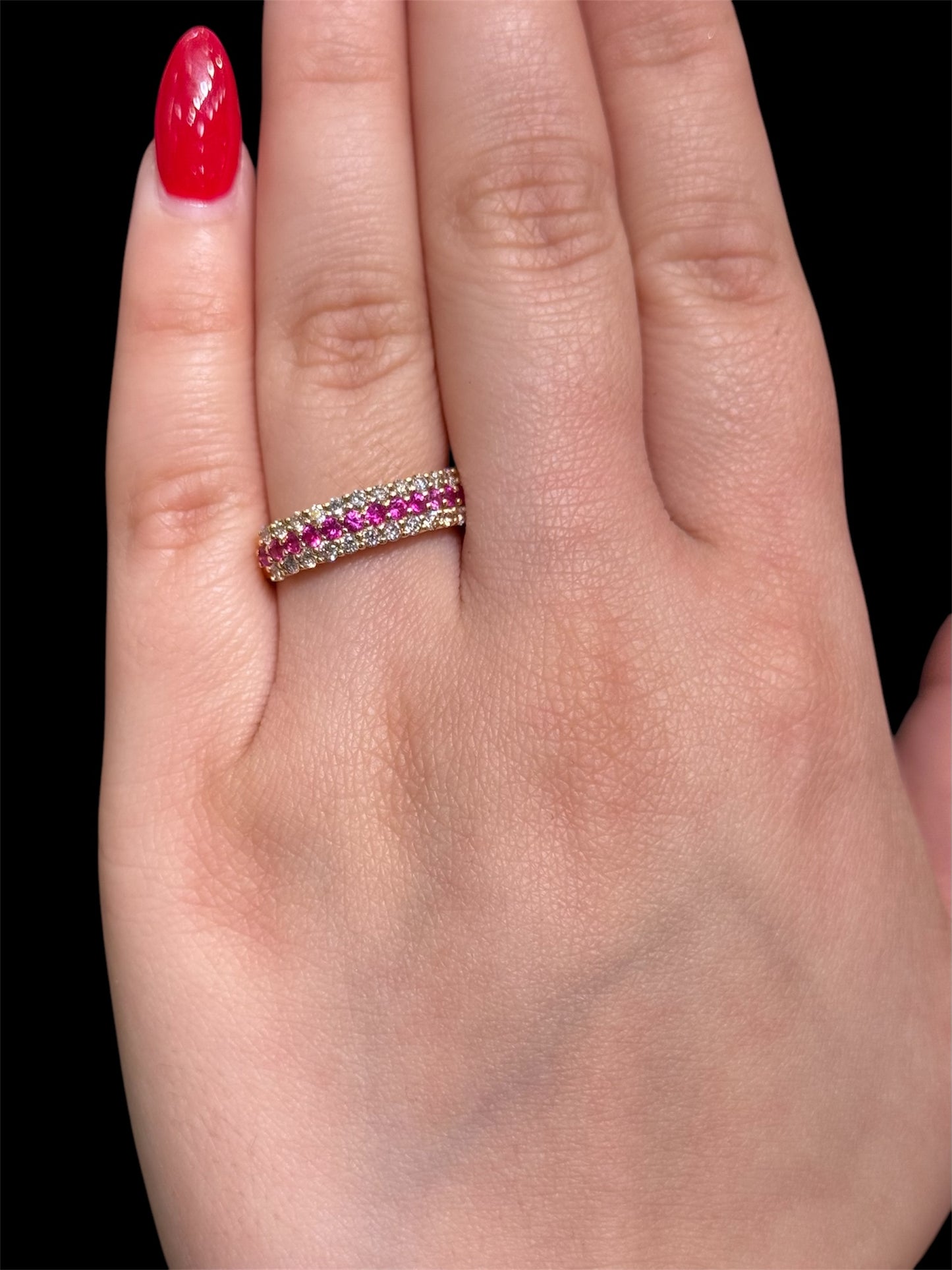 Natural Diamond Band With Ruby Stones DR89