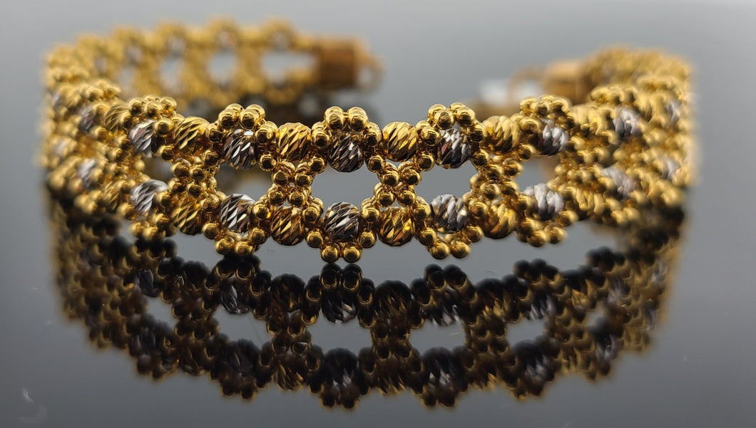 21K Solid Gold Designer Two Tone Bracelet BR6302 - Royal Dubai Jewellers