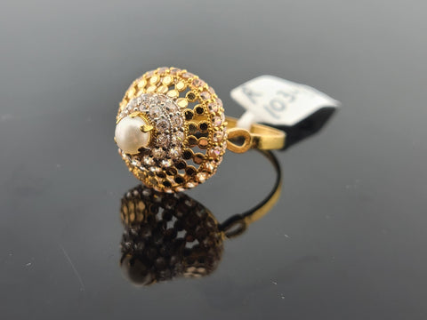 22K Solid Gold Pearl Ring R10340 - Royal Dubai Jewellers