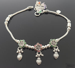Sterling Silver Designer Floral Anklets SA16 - Royal Dubai Jewellers