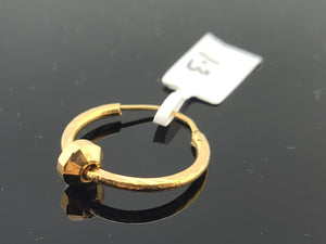 22K Solid Gold Plain Hoop E21186 - Royal Dubai Jewellers