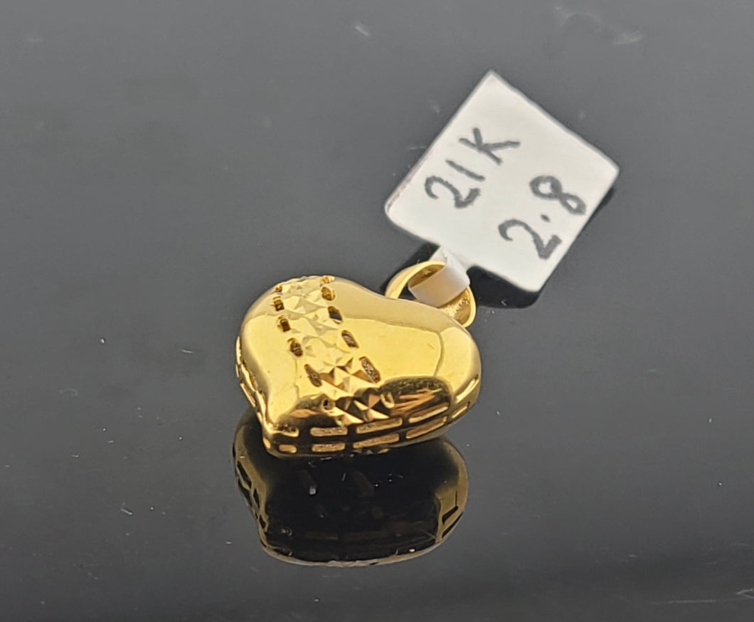 21K Solid Gold Heart Pendant P5925 - Royal Dubai Jewellers