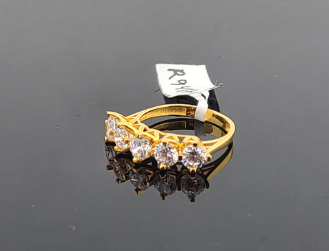 21K Solid Gold Simple Zircon Ring R9487 - Royal Dubai Jewellers