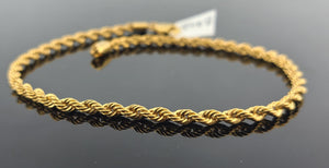22K Solid Gold Rope Bracelet B9031 - Royal Dubai Jewellers