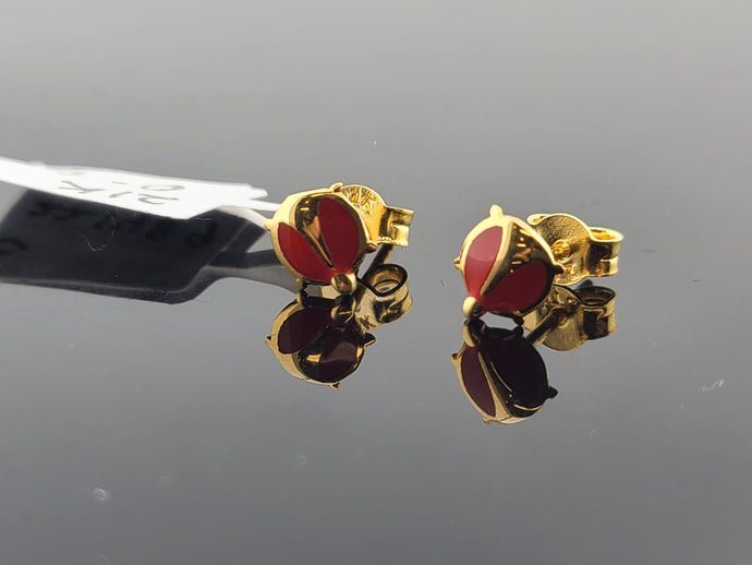 21K Solid Gold Designer Lady Bug Studs E221489 - Royal Dubai Jewellers