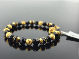 22K Solid Gold Black Beads Bracelet CB1902 - Royal Dubai Jewellers