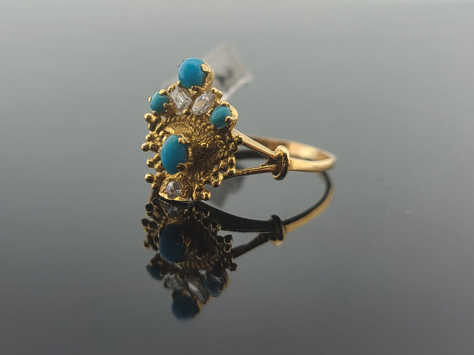22K Solid Gold Designer Zircon Ring R8165 - Royal Dubai Jewellers