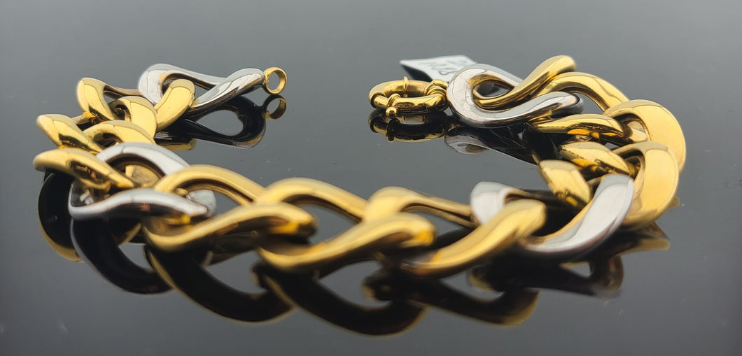 21K Solid Gold Rhodium Cuban Bracelet B10145 - Royal Dubai Jewellers