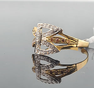 22K Solid Gold Two Tone Designer Ring R9349 - Royal Dubai Jewellers