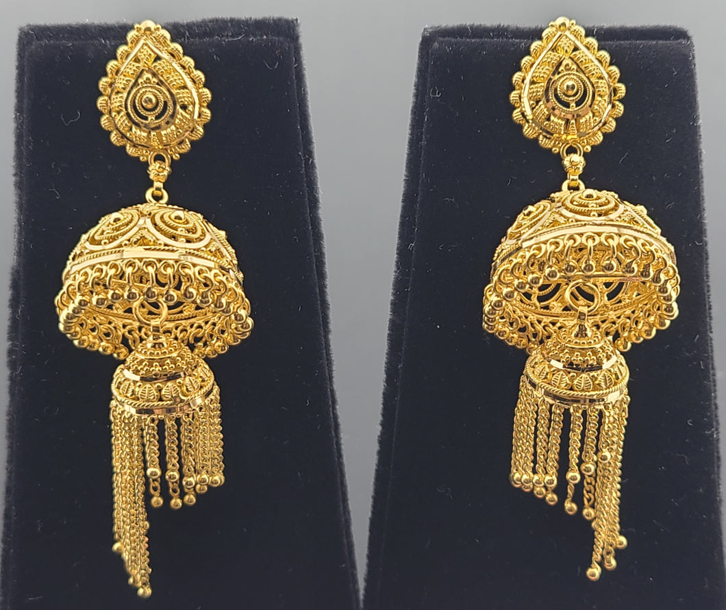 22k Gold Earrings Real Gold Heavy Dangling Jhumka Earrings-jhumka Earrings  Solid Gold Earrings-indian Gold Earrings-rajasthani Gold Stud - Etsy