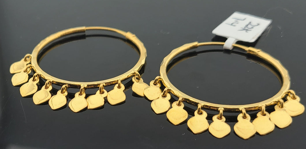 22K Solid Gold Designer Hoops E2220140 - Royal Dubai Jewellers