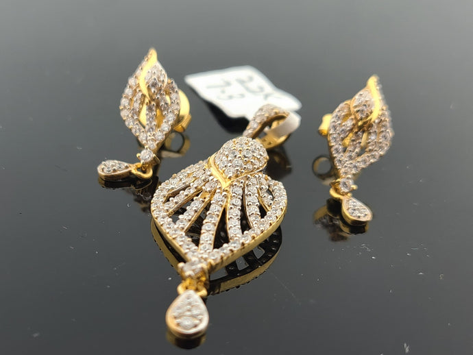 22K Solid Gold Designer Zircon Pendant Set P6342 - Royal Dubai Jewellers